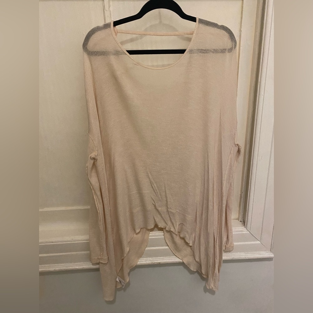 Light Pink Free People Sweater With Crossed Back